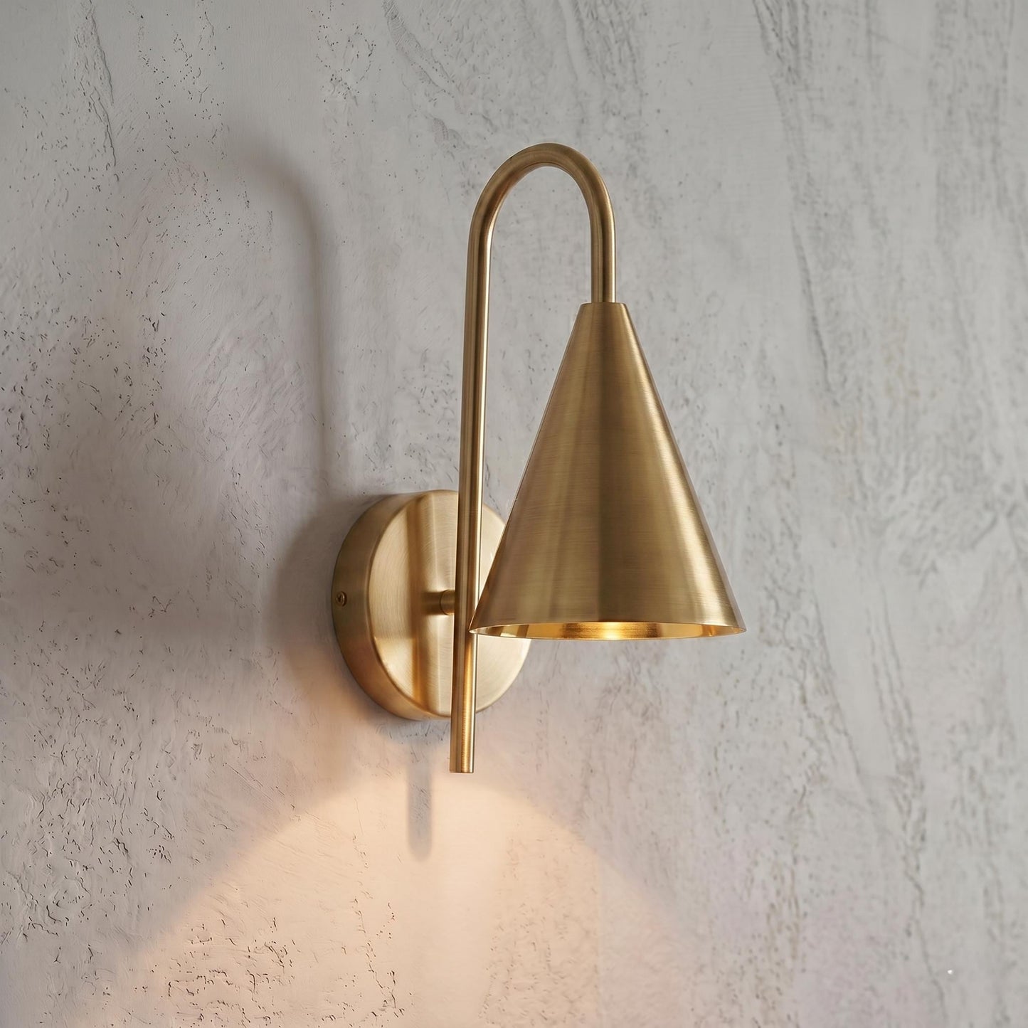 Modern Brass Cone Wall Sconce – Minimalist Mid Century Wall Light Fixture