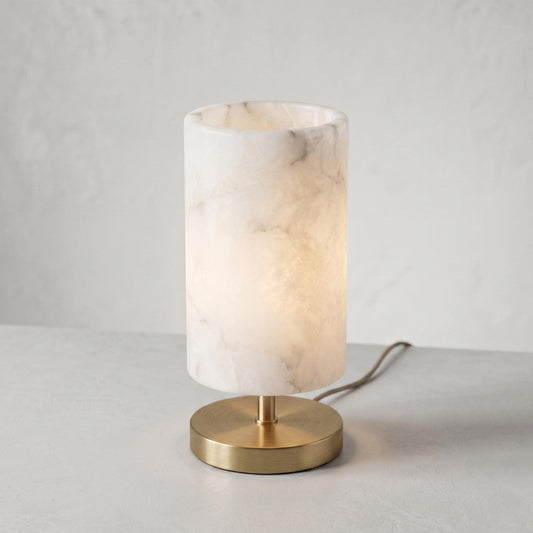 Natural Alabaster Table Lamp, Brass Bedside Lamp, Luxury Stone Desk Light, Modern Nightstand Lighting, Custom Finish