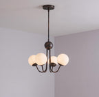 Modern Brass 4 Light Opal Glass Pendant