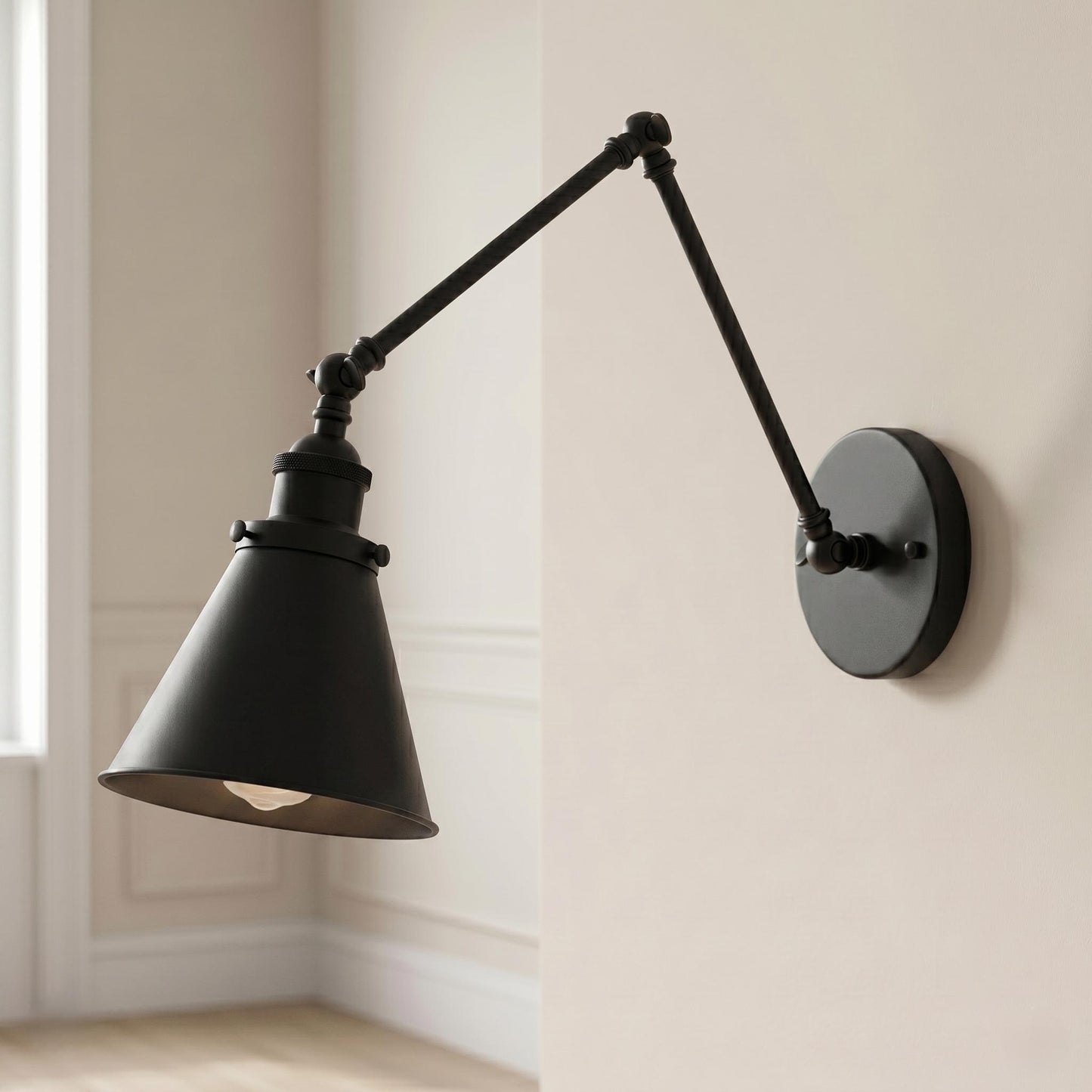 Handmade Solid Brass Swing Arm Wall Lamp, Industrial Bedside Lighting, Vintage Style Sconce