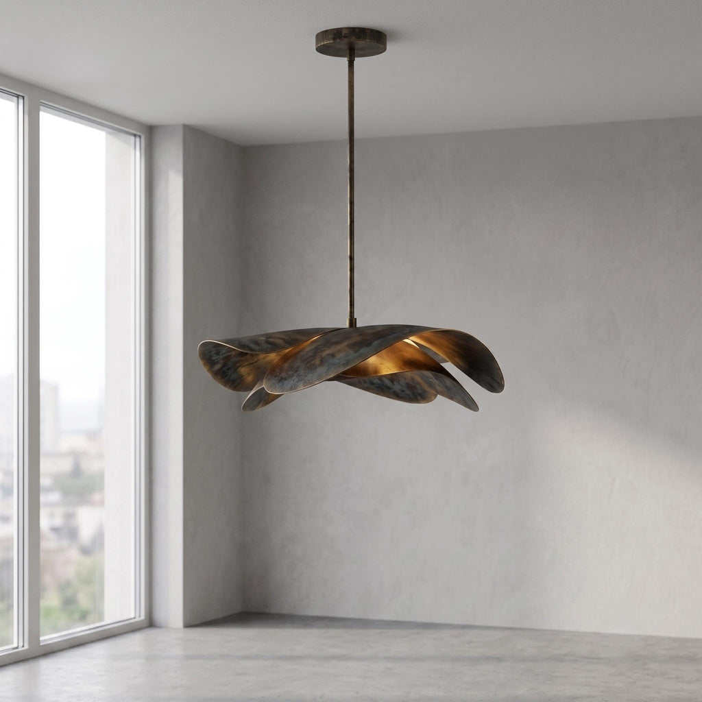 Modern Sculptural Brass Pendant Light