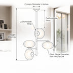 Modern Brass Opal Glass Chandelier