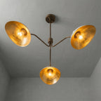 Mid Century Modern Brass 3-Arm Chandelier