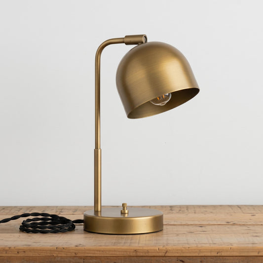 Brass Dome Desk Lamp – Adjustable Reading Light, Minimalist Bedside Lamp