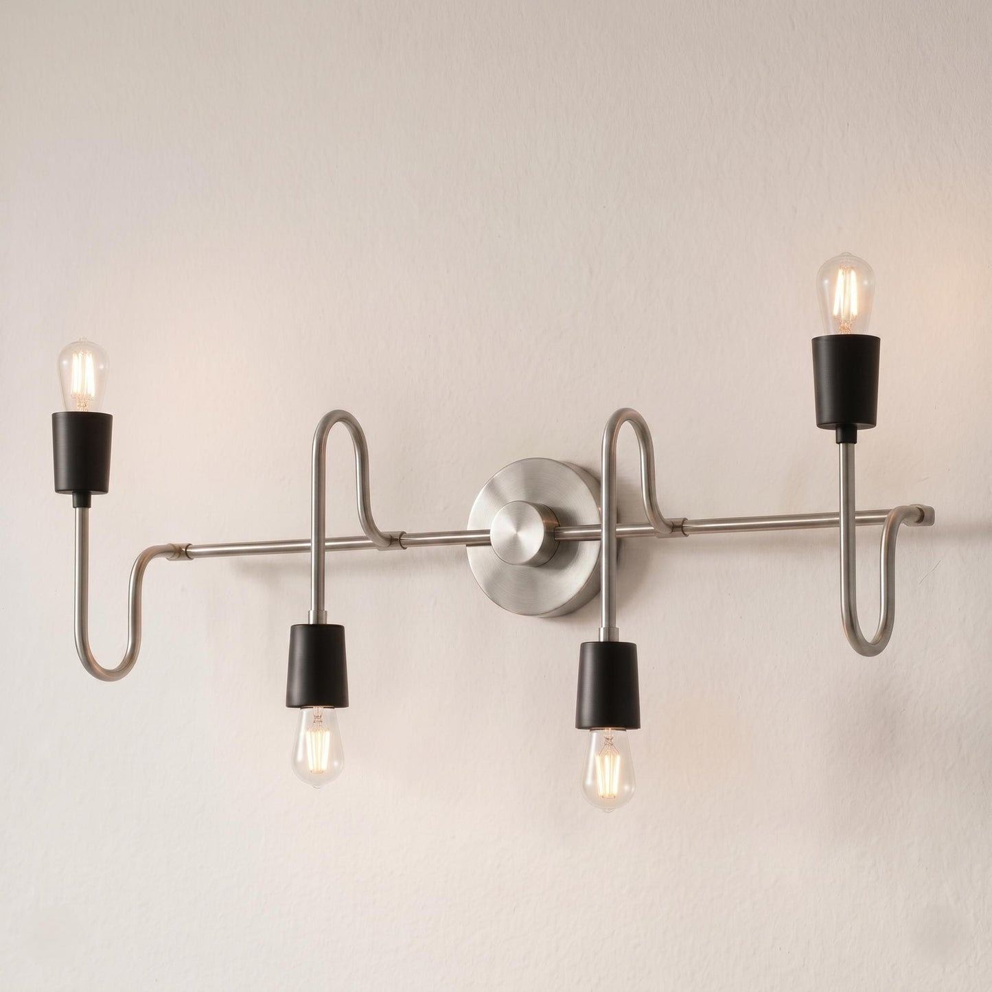 Modern Brass 4-Light Linear Wall Sconce – Industrial Mid-Century Vanity Light