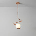 Sculptural Spiral Brass Pendant Light