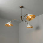 Mid Century Modern Brass 3-Arm Chandelier