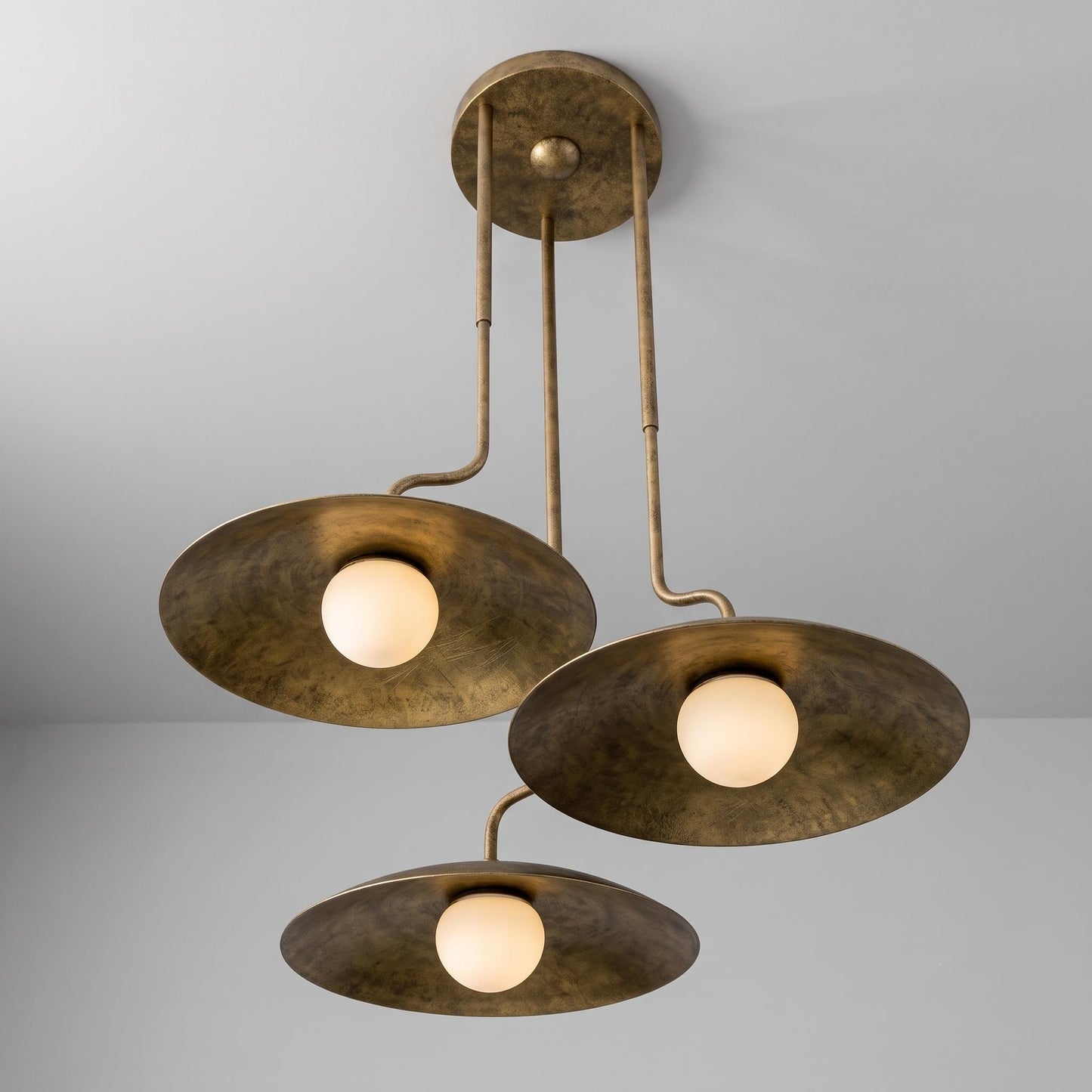 Modern Brass 3 Light Chandelier, Cluster Pendant Light, Mid Century Ceiling Light, Handmade Brass Lighting for Dining Room Kitchen