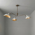 Mid Century Modern Brass 3-Arm Chandelier