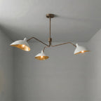 Mid Century Modern Brass 3-Arm Chandelier
