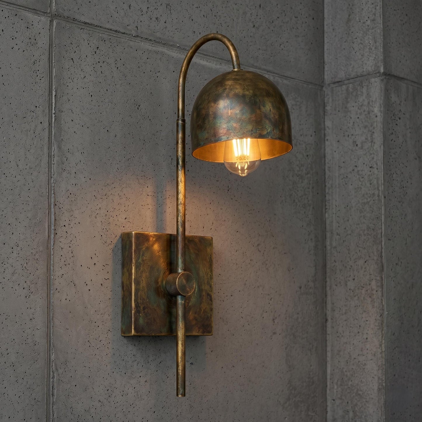 Modern Brass Wall Sconce, Minimal Dome Shade Wall Lamp, Brushed Brass Bedside Light, Mid Century Wall Light, Plug In / Hardwired Sconce
