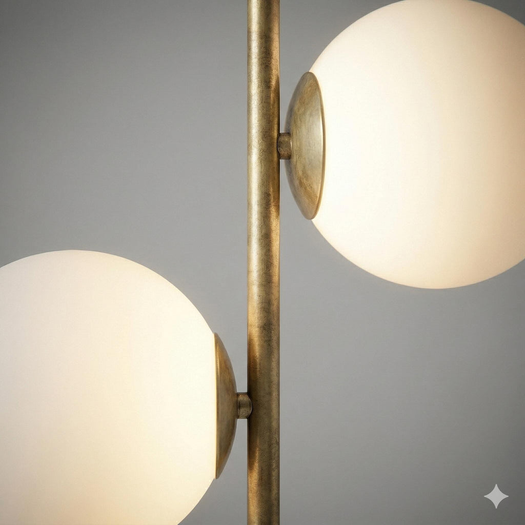 Modern Brass Double Globe Floor Lamp