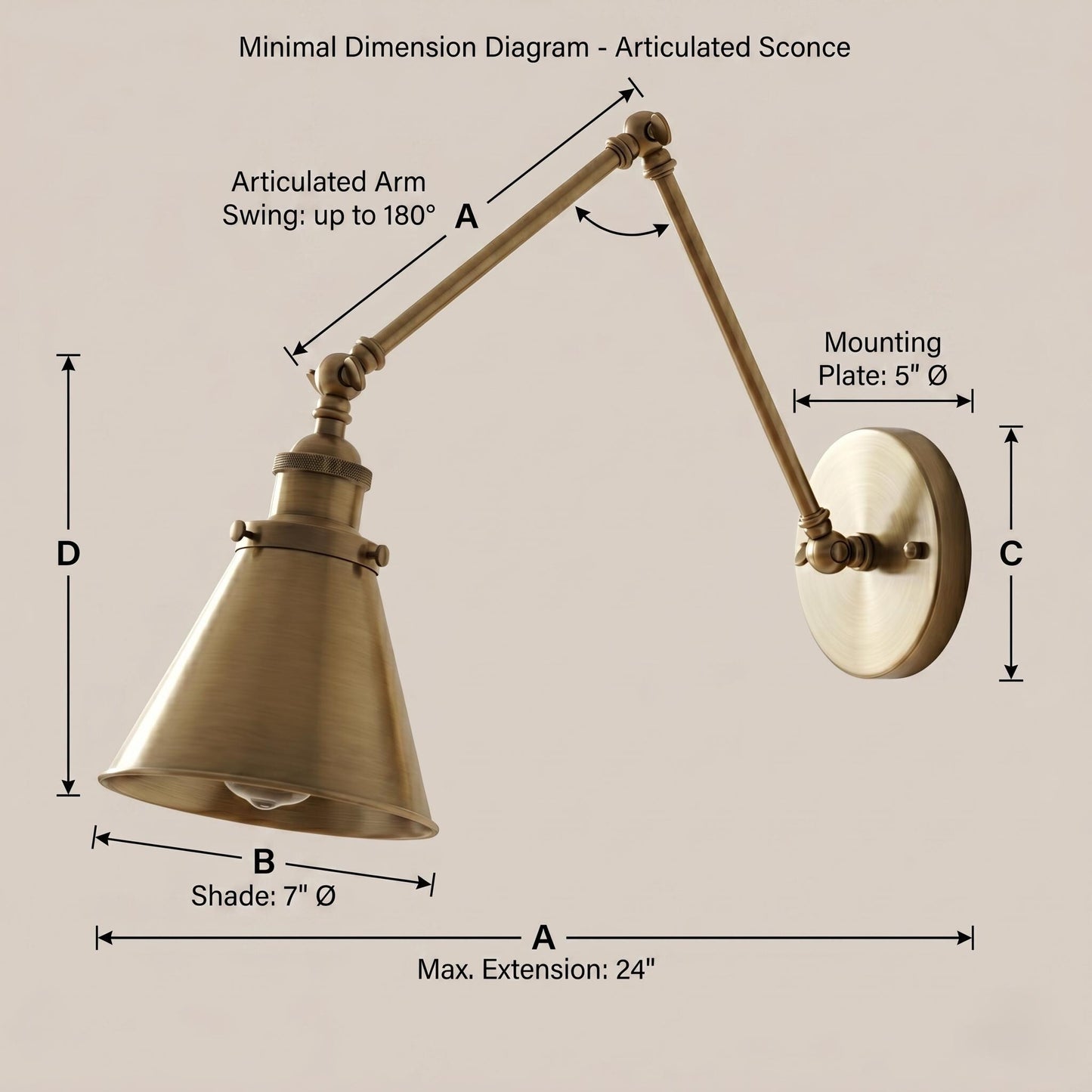 Handmade Solid Brass Swing Arm Wall Lamp, Industrial Bedside Lighting, Vintage Style Sconce