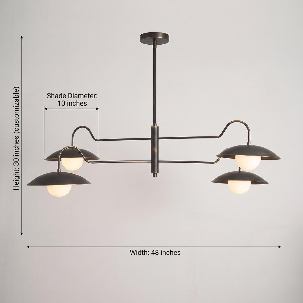 Modern Brass Swing Arm Chandelier