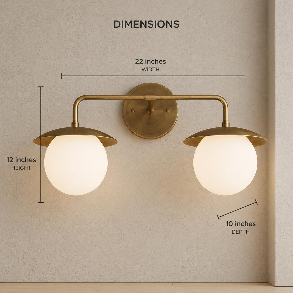 Brass Double Globe Wall Sconce