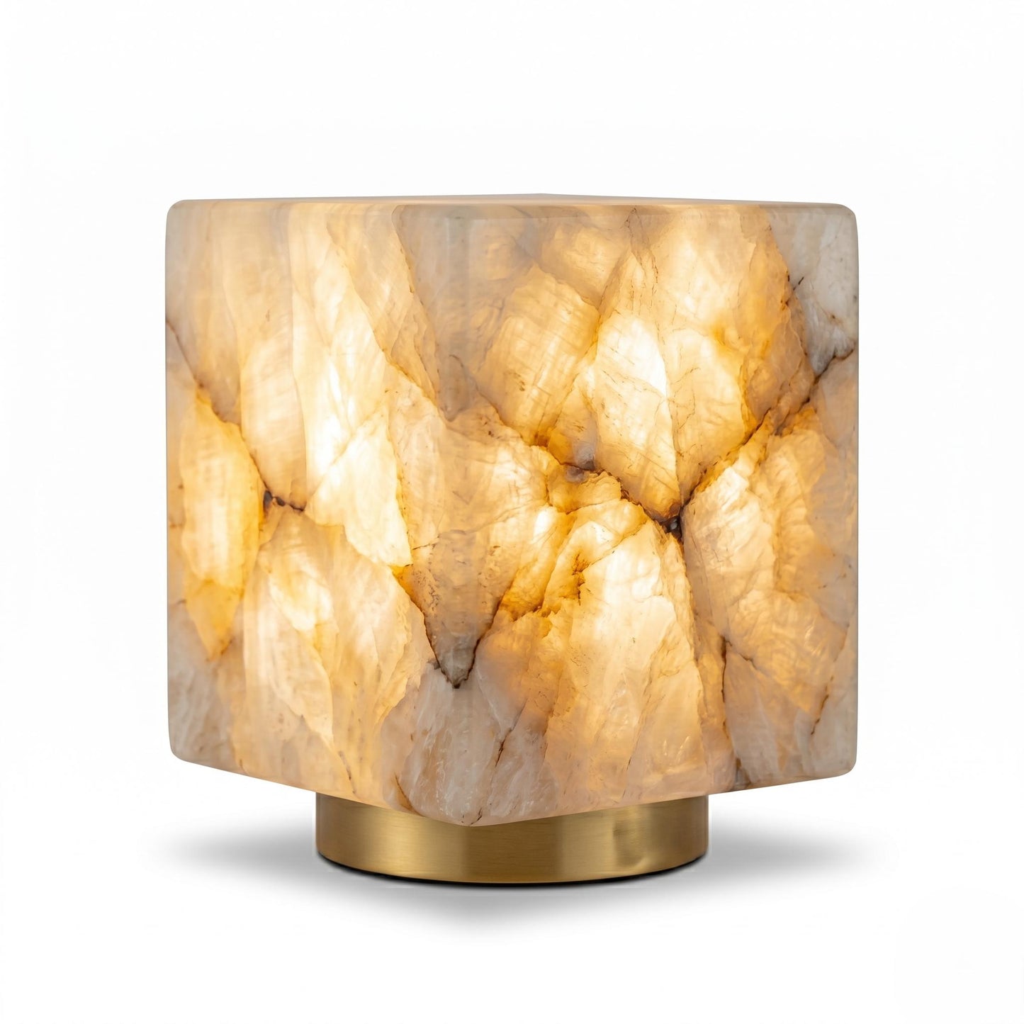 Alabaster Cube Lamp, Stone Table Lamp, Modern Marble Lamp, Luxury Bedside Lamp, Natural Alabaster Accent Light, Minimal Desk Lamp