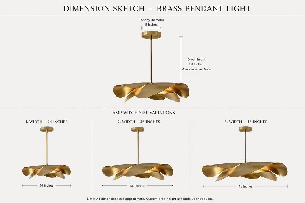 Modern Sculptural Brass Pendant Light