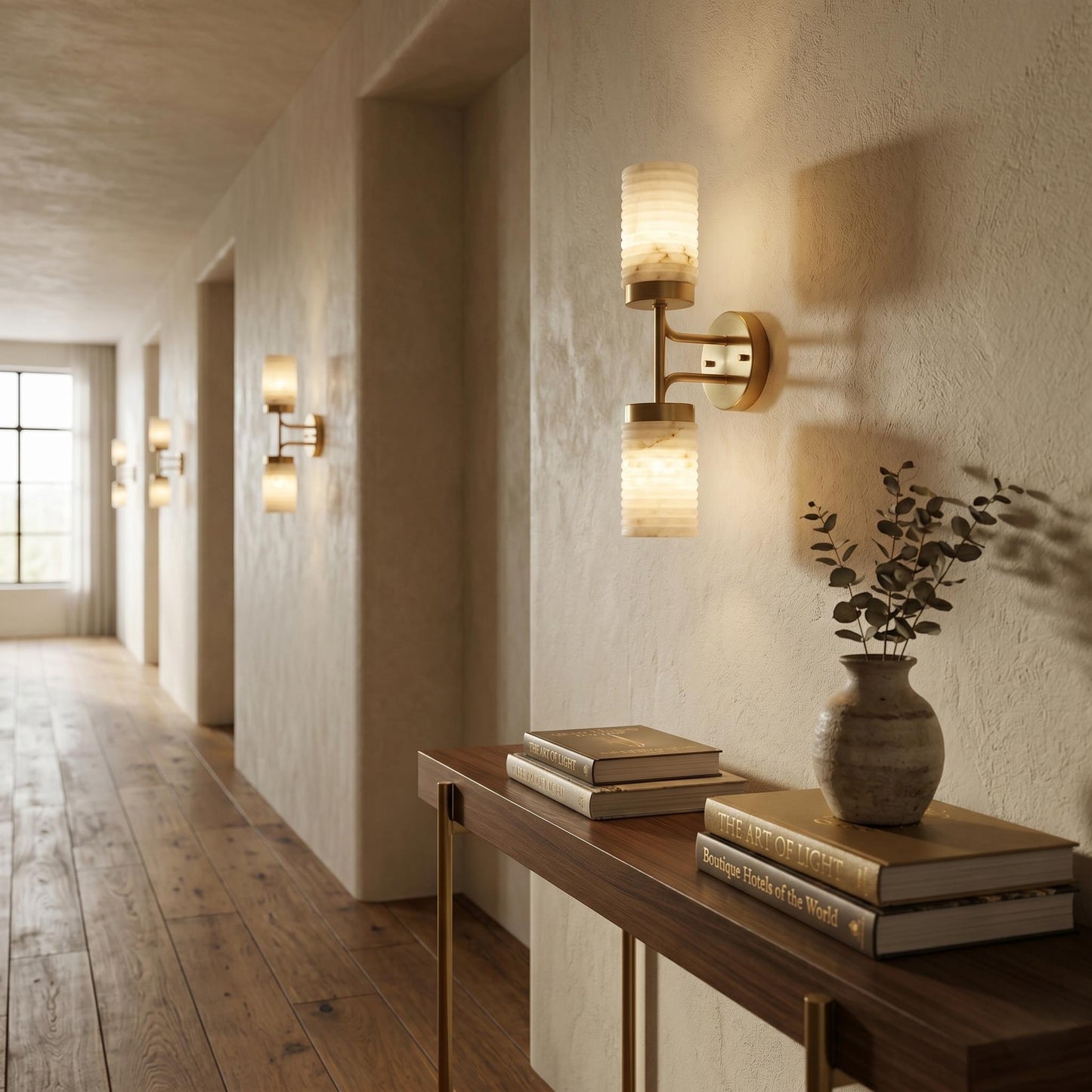 Luxury Alabaster Wall Sconce, Double Brass Wall Light, Luxury Bathroom Vanity Light, Modern Stone Sconce, Custom Finish