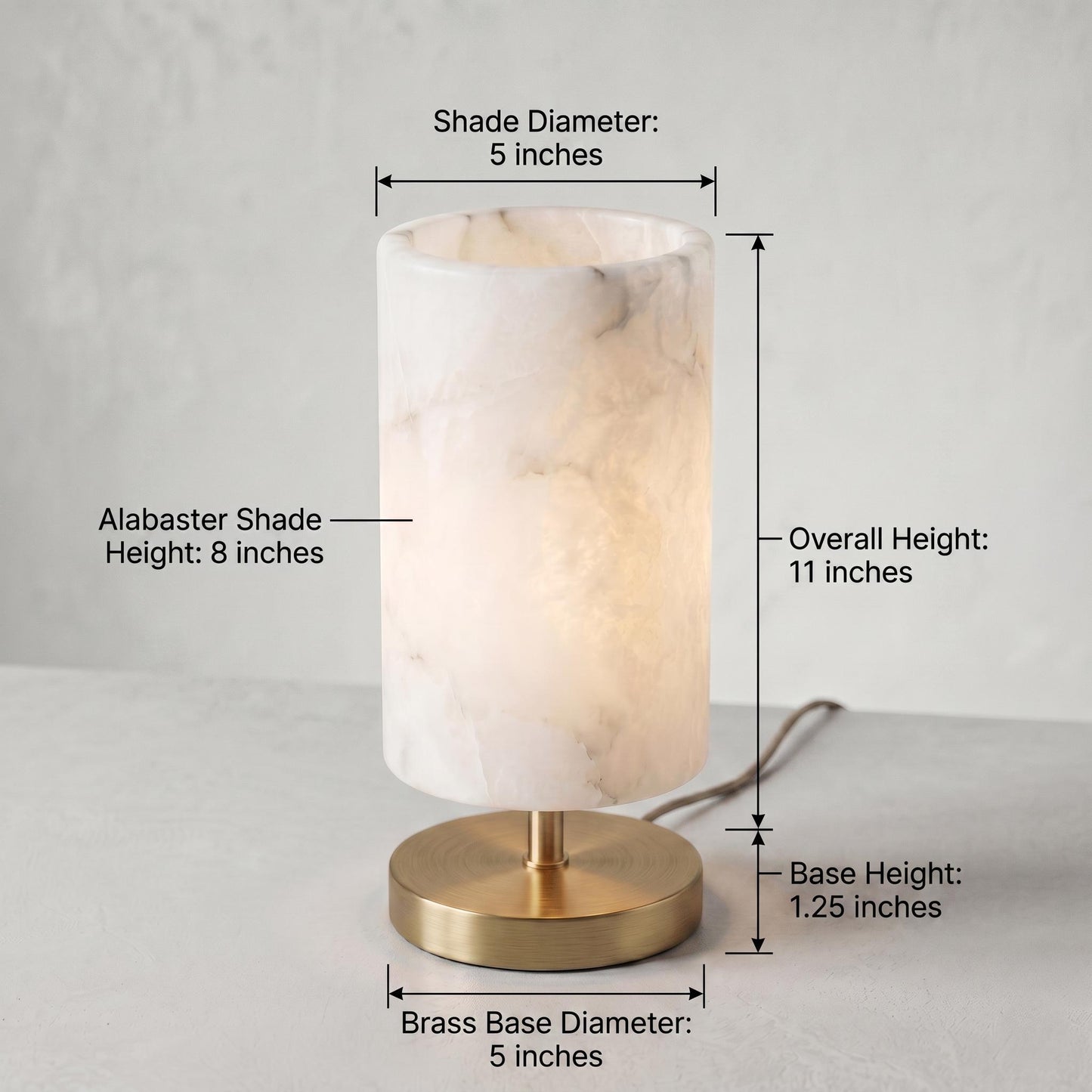 Natural Alabaster Table Lamp, Brass Bedside Lamp, Luxury Stone Desk Light, Modern Nightstand Lighting, Custom Finish