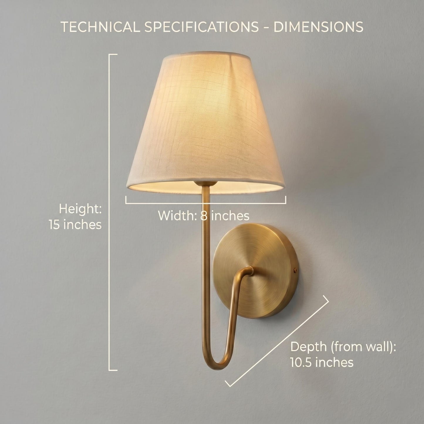 Modern Brass Wall Sconce – Minimalist Fabric Shade Bedside Lamp