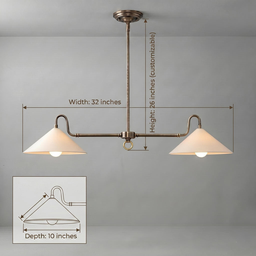 Dual Shade Brass Chandelier